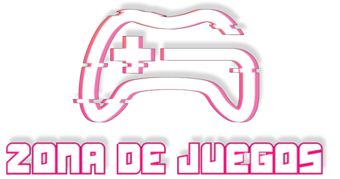 Logotipo de Zona de Juegos con mando de videojuego y efecto glitch